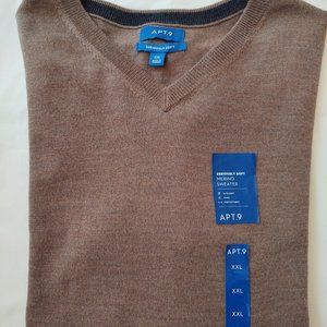 APT. 9 SERIOUSLY SOFT MERINO MEN V-NECK LONG SLEEVE SWEATER - SIZE XXL